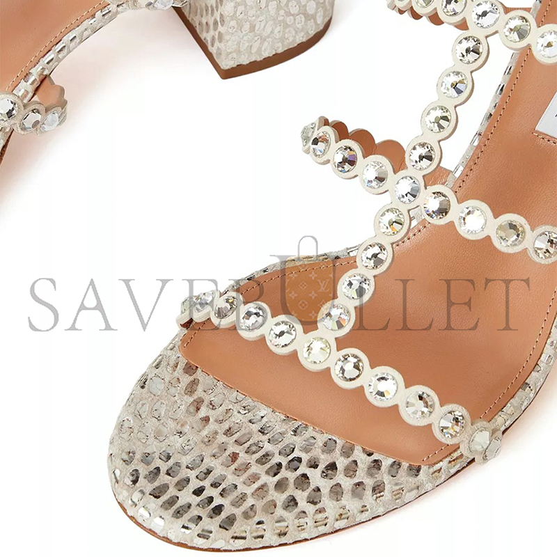 AQUAZZURA GREY TEQUILA 50 SANDALS IN DRAGON 